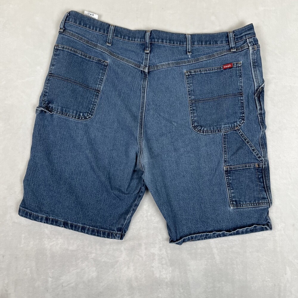 Wrangler Cargo Shorts Mens 44 Blue Denim Relaxed Fit Carpenter Workwear Utility